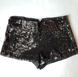 Black sequin shorts